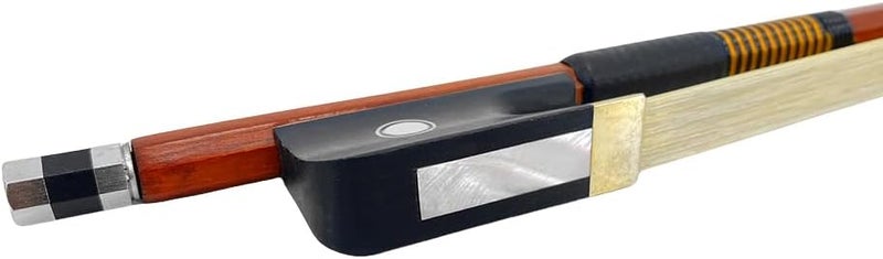 ModouString Cello Bow Full Size 4/4 - Brazilwood with Ebony Frog, Natural Mongolia Horsehair, wire decoration, Pearl Inlay Well Balanced Lightweight and Durable - Image 5